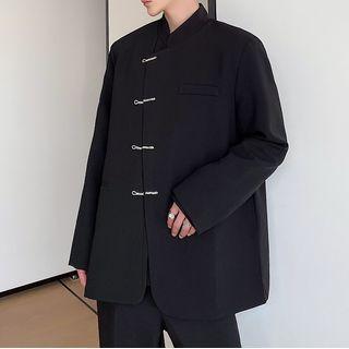 Stand-collar Button-up Blazer
