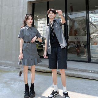 Couple Matching Mini A-line Shirt Dress / Shirt / Shorts / Set