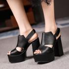 Platform Block Heel Slingback Sandals