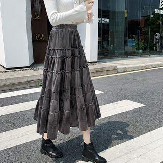 Velvet Layer Midi Skirt