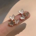 Rhinestone Butterfly Earring 1 Pair - Silver Steel - Silver - One Size