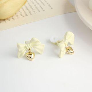 Bow Heart Stud Earring / Clip-on Earring