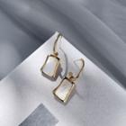 Shell Rectangle Dangle Earring 1 Pair - Gold & Milky White - One Size