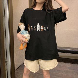 Short-sleeve Animal Print Tunic T-shirt