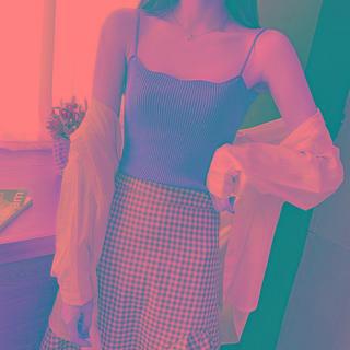 Ruffle Trim Ribbed Camisole