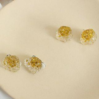 Asymmetric Stud Earring 1 Pair - Yellow - One Size