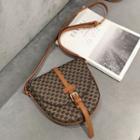 Patterned Buckled Saddle Crossbody Bag Brown - One Size