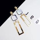 Faux Scallop Rectangle Dangle Earring 1 Pair - Gold - One Size