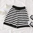 Summer-knit Striped Shorts Black - One Size