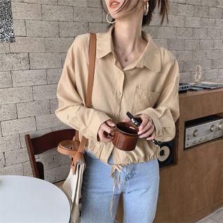Long-sleeve Drawstring-hem Shirt