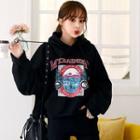Raglan-sleeve Graphic Fleece-lined Hoodie