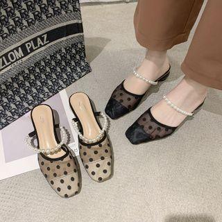 Polka Dot Bead Strap Mules