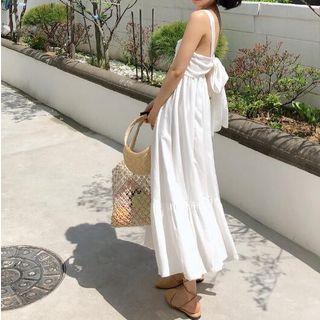 Tie-back Sleeveless A-line Midi Dress