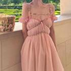 Spaghetti Strap Flower Midi A-line Dress