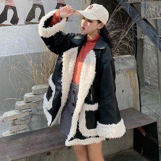 Faux Leather Coat Black - One Size