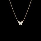 Butterfly Shell Pendant Alloy Necklace White Butterfly - Gold - One Size