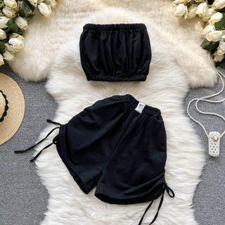 Set: Plain Tube Top + Drawstring Shorts