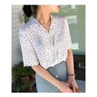 Notched-collar Dot Pattern Shirt