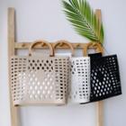 Wooden-handle Perforated Tote Bag