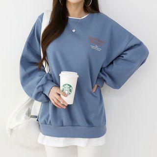 Letter Print Napped Pullover