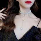 Faux Pearl Pendant Choker Necklace As Shown In Figure - One Size