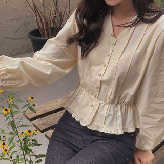 Pintuck Peplum Blouse