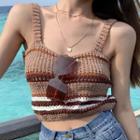 Striped Cropped Knit Camisole As Shown In Figure - One Size