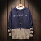 Color Block Letter Embroidered Sweater
