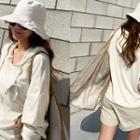 Linen Blend Hooded Pullover Oatmeal - One Size