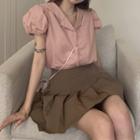 Short-sleeve Top / High-waist Pleated Skirt