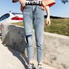 Fray Strap Jeans