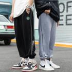 Drawstring Waist Piping Trim Gather-cuff Sweatpants