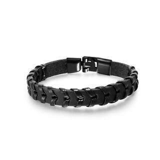 Simple Personality Black Woven Leather Bracelet Black - One Size