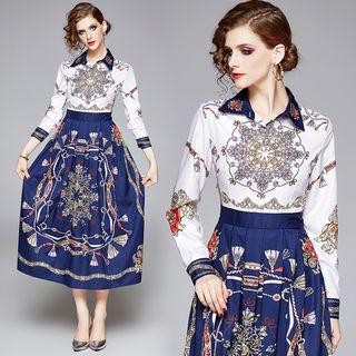 Jacquard Midi A-line Shirtdress