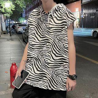 Hood Sleeveless Zebra T-shirt