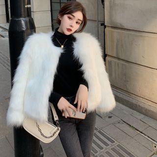 Fluffy Open Front Coat White - One Size