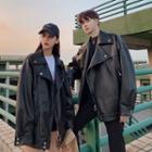 Couple Faux-leather Loose-fit Jacket