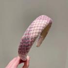 Plaid Fabric Headband Pink & White - One Size