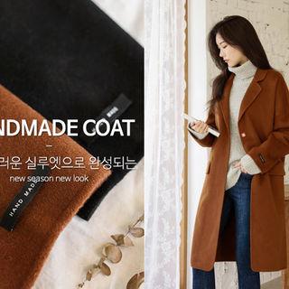 Snap-button Wool Blend Homemade Coat
