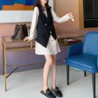 Set: Plain Shirt Dress + Asymmetric Vest