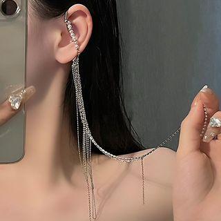 Faux Pearl Fringed Ear Cuff 1 Pc - Right Ear - Silver - One Size