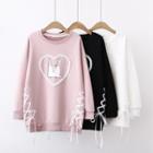 Lace-up Rabbit Print Pullover