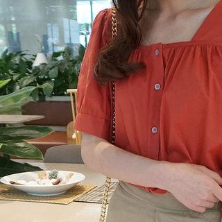 Square-neck Puff-sleeve Blouse