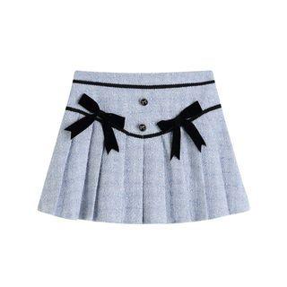 Pleated Bow A-line Skirt