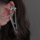 Bow Chain Alloy Cuff Earring 1 Pair - Silver - One Size