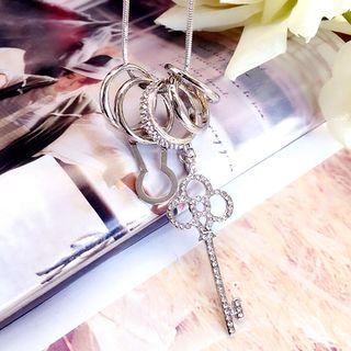 Rhinestone Key Hoop Necklace