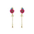Fashion And Elegant Plated Gold Enamel Flower Butterfly Tassel Earrings With Cubic Zirconia Golden - One Size