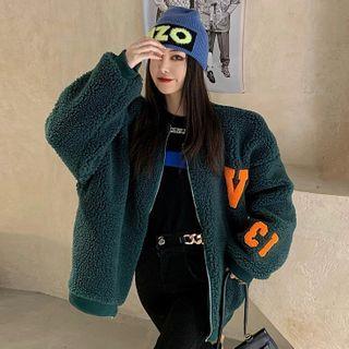 Lettering Zipped Jacket Green - One Size