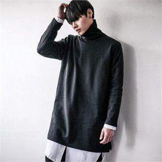 Turtle-neck Brushed-fleece Lined Top