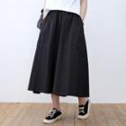 Plain A-line Linen Midi Skirt